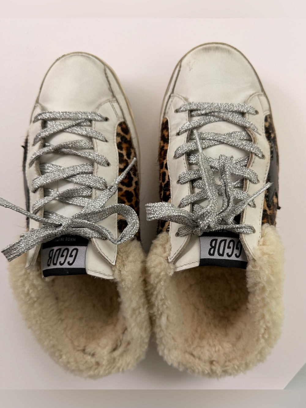Golden Goose Superstar Sabot Shearling Leopard Calf Hair Sneakers EU 37 US 7 - Picture 5 of 15